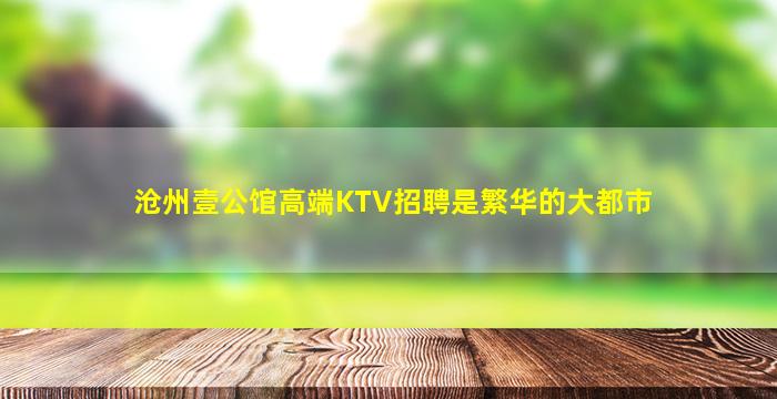 沧州壹公馆高端KTV招聘是繁华的大都市
